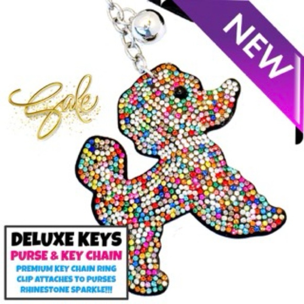 DeLuxe Keys Rhinestone Keychain/Purse Chain MULTI COLOR DOG